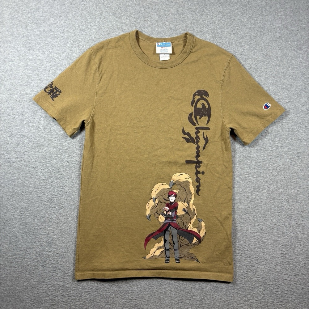 Champion x Naruto Shippuden Gaara T Shirt Mens S Tan Brown Anime Graphic Tee Y2K